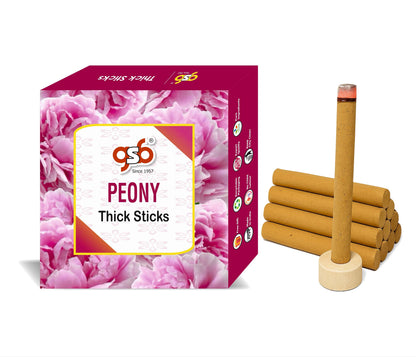 GSB Peony Premium Thick Dhoop Sticks with Stand Holder in Box | Dhoop Batti | No Charcoal | No Bamboo