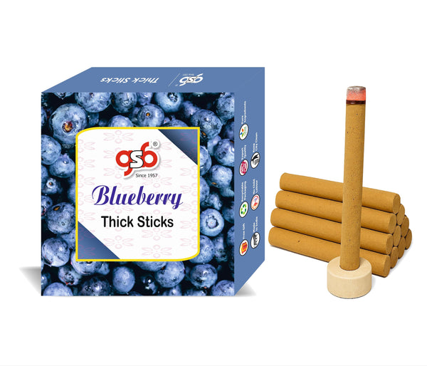 GSB Blueberry Premium Thick Dhoop Sticks with Stand Holder in Box | Dhoop Batti | No Charcoal | No Bamboo