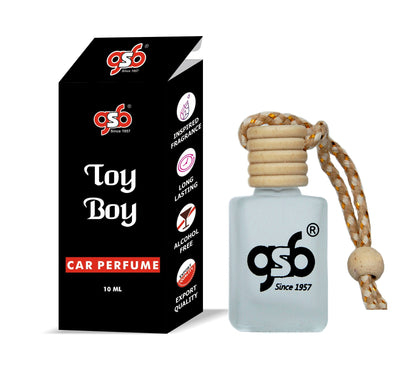 GSB Toy Boy Hanging Car Air Freshener Inspired From Moscino Toy Boy | Natural Fragrance In Glass Bottle With Wooden Diffuser Lid | 10 Ml