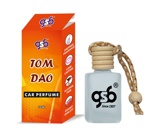 GSB Tom Dao Hanging Car Air Freshener Inspired From Dutyque Tom Dao | Natural Fragrance In Glass Bottle With Wooden Diffuser Lid | 10 Ml