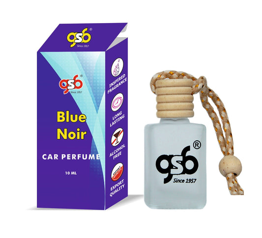 GSB Bleu Noir Hanging Car Air Freshener Inspired From Nraciso Rdoriguez Bleu Noir | Natural Fragrance In Glass Bottle With Wooden Diffuser Lid | 10 Ml