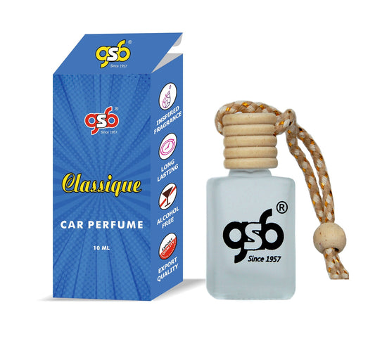 GSB Classique Hanging Car Air Freshener Inspired From Jane Paul Gualiter Classique | Natural Fragrance In Glass Bottle With Wooden Diffuser Lid | 10 Ml