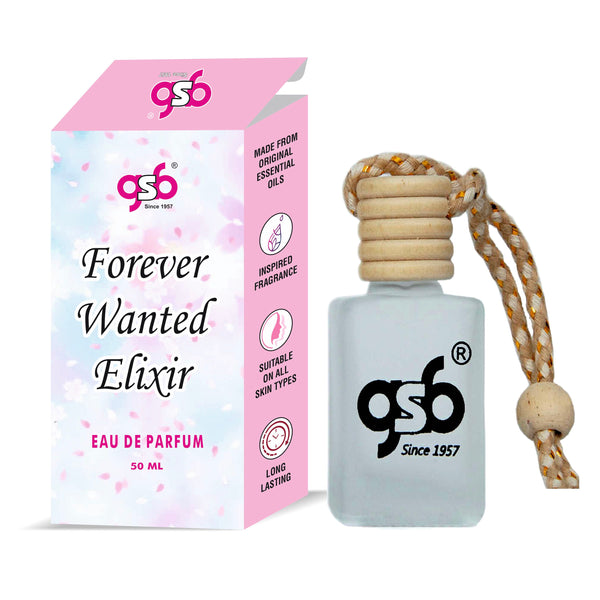 GSB Forever Wanted Elixir Hanging Car Air Freshener Inspired From Azzora Forever Wanted Elixir | Natural Fragrance In Glass Bottle With Wooden Diffuser Lid | 10 Ml