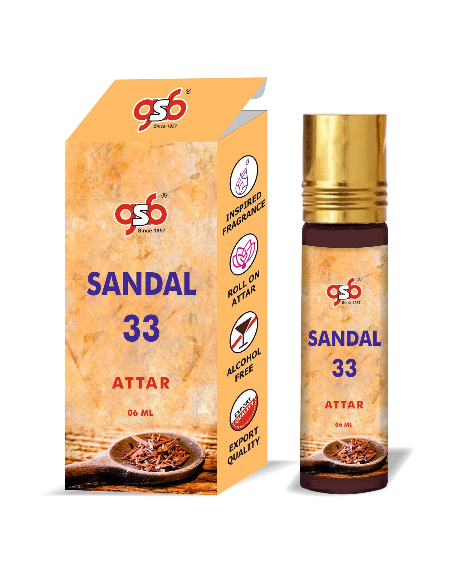 GSB Sandal 33 Attar Inspired From Sandal 33 Lo Labe | Clone Fragrance | Perfume Roll On | Alcohol Free | Long Lasting | Unisex