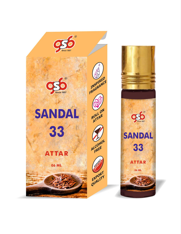 GSB Sandal 33 Attar Inspired From Sandal 33 Lo Labe | Clone Fragrance | Perfume Roll On | Alcohol Free | Long Lasting | Unisex
