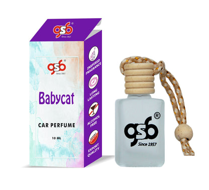 GSB Babycat Hanging Car Air Freshener Inspired From Ysl Babycat | Natural Fragrance In Glass Bottle With Wooden Diffuser Lid | 10 Ml