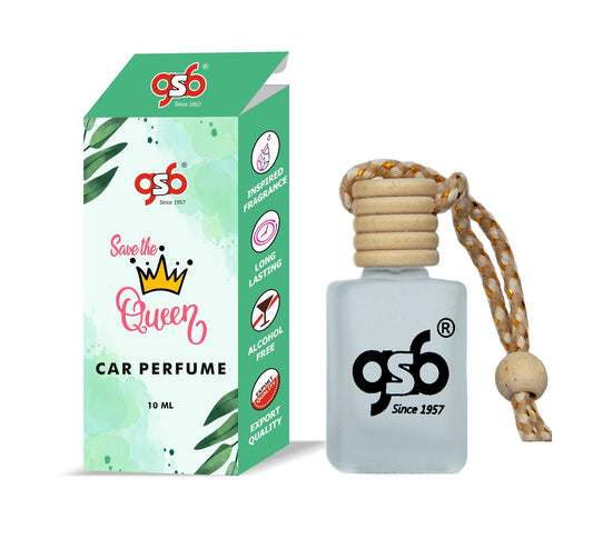 GSB Save The Queen Hanging Car Air Freshener Inspired From Atskinson Save The Queen | Natural Fragrance In Glass Bottle With Wooden Diffuser Lid | 10 Ml