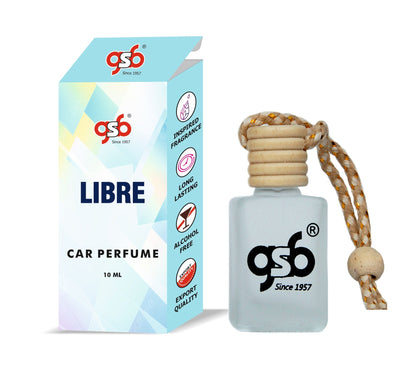 GSB Libre Hanging Car Air Freshener Inspired From Ysl Libre | Natural Fragrance In Glass Bottle With Wooden Diffuser Lid | 10 Ml