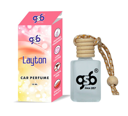 GSB Layton Hanging Car Air Freshener Inspired From PDM Layton | Natural Fragrance In Glass Bottle With Wooden Diffuser Lid | 10 Ml