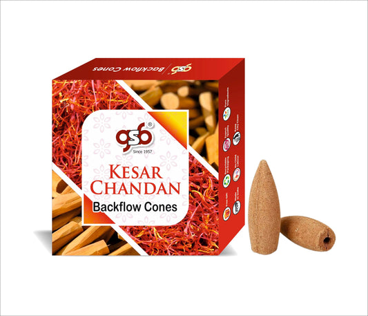 GSB Kesar Chandan Premium Backflow Cones | Best For Smoke Fountain | Backflow Cone | No Charcoal | No Bamboo