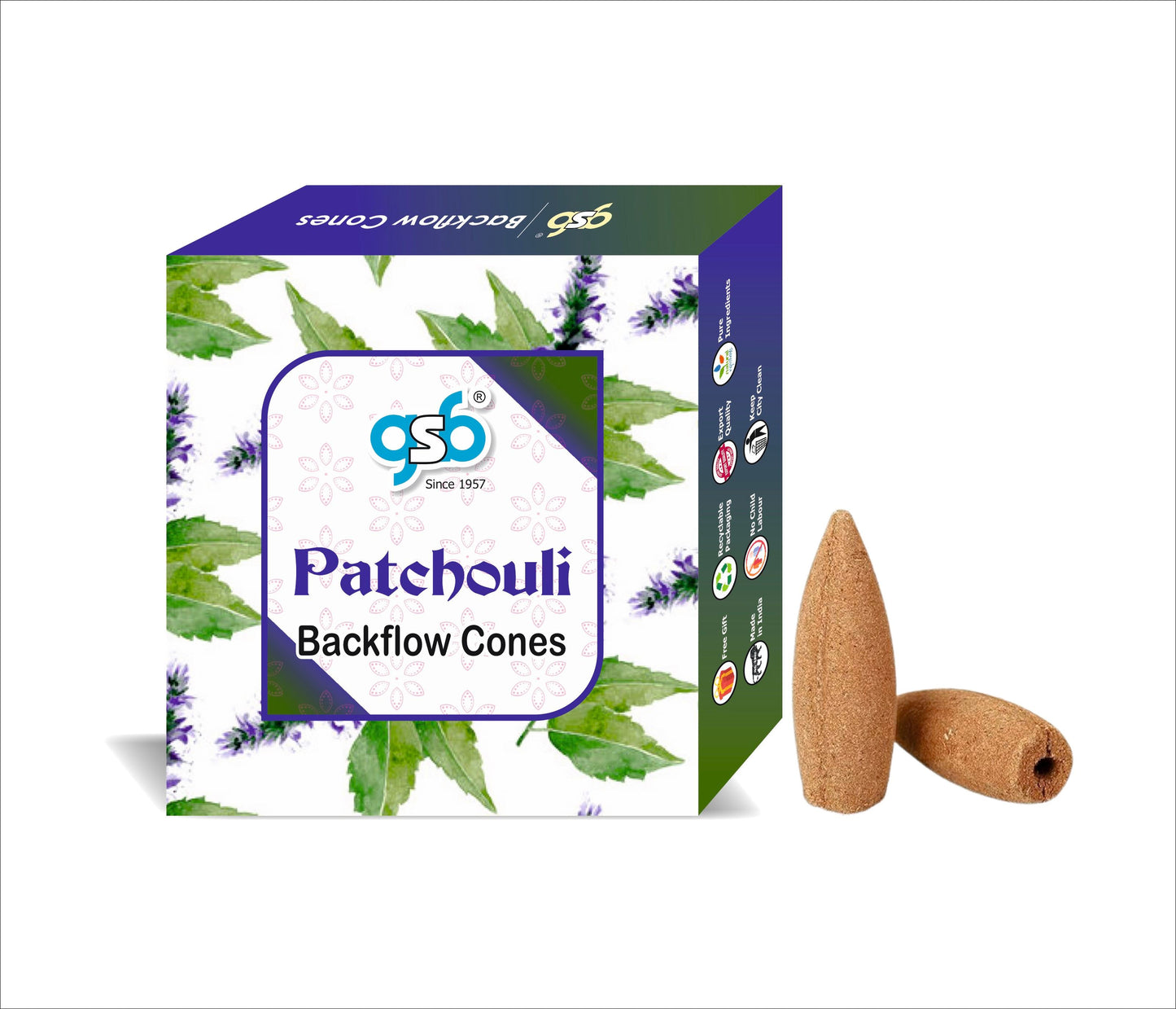 GSB Patchouli Premium Backflow Cones | Best For Smoke Fountain | Backflow Cone | No Charcoal | No Bamboo