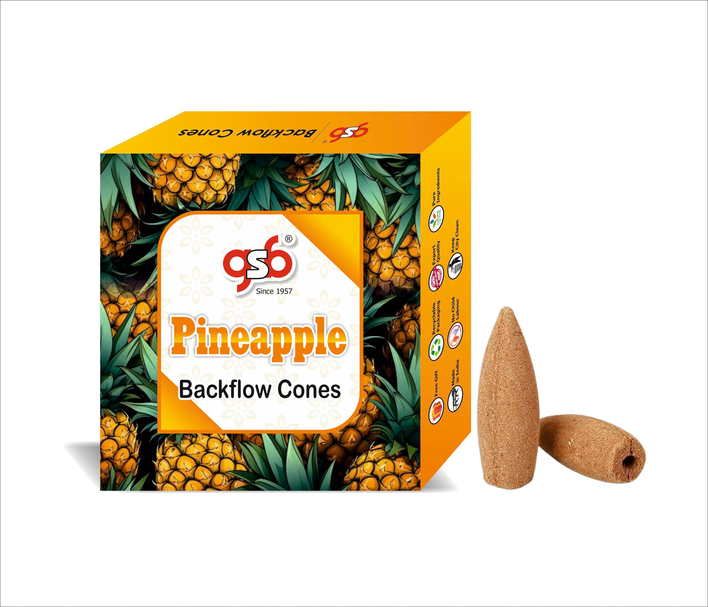 GSB Pineapple Premium Backflow Cones | Best For Smoke Fountain | Backflow Cone | No Charcoal | No Bamboo