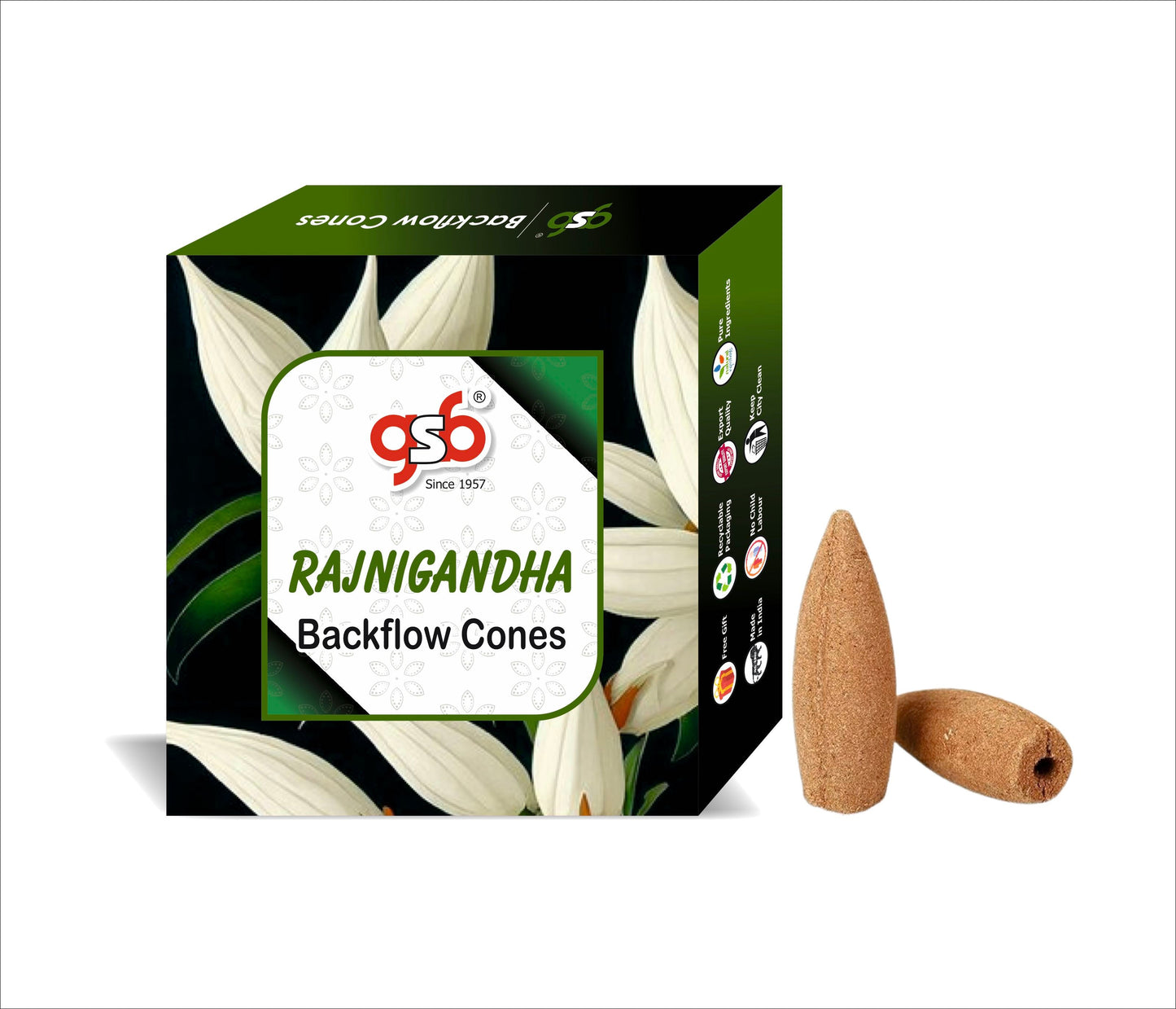 GSB Rajnigandha Premium Backflow Cones | Best For Smoke Fountain | Backflow Cone | No Charcoal | No Bamboo