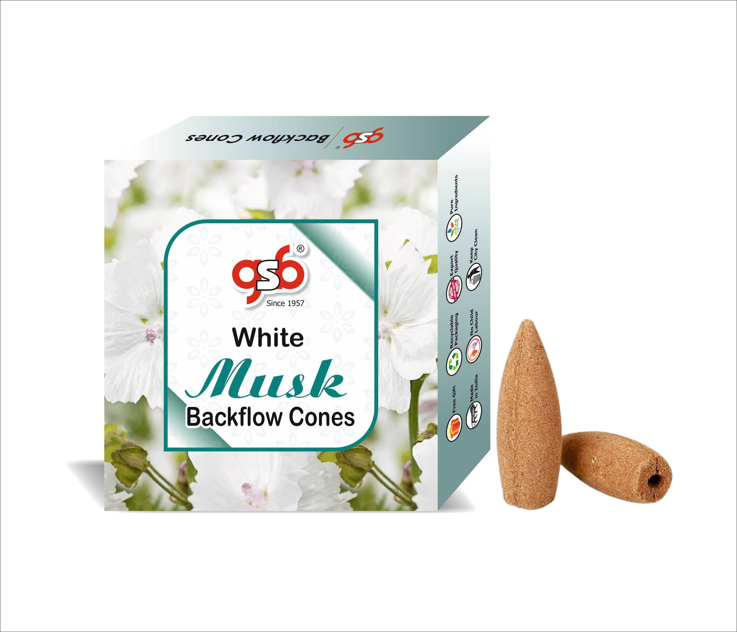 GSB White Musk Premium Backflow Cones | Best For Smoke Fountain | Backflow Cone | No Charcoal | No Bamboo