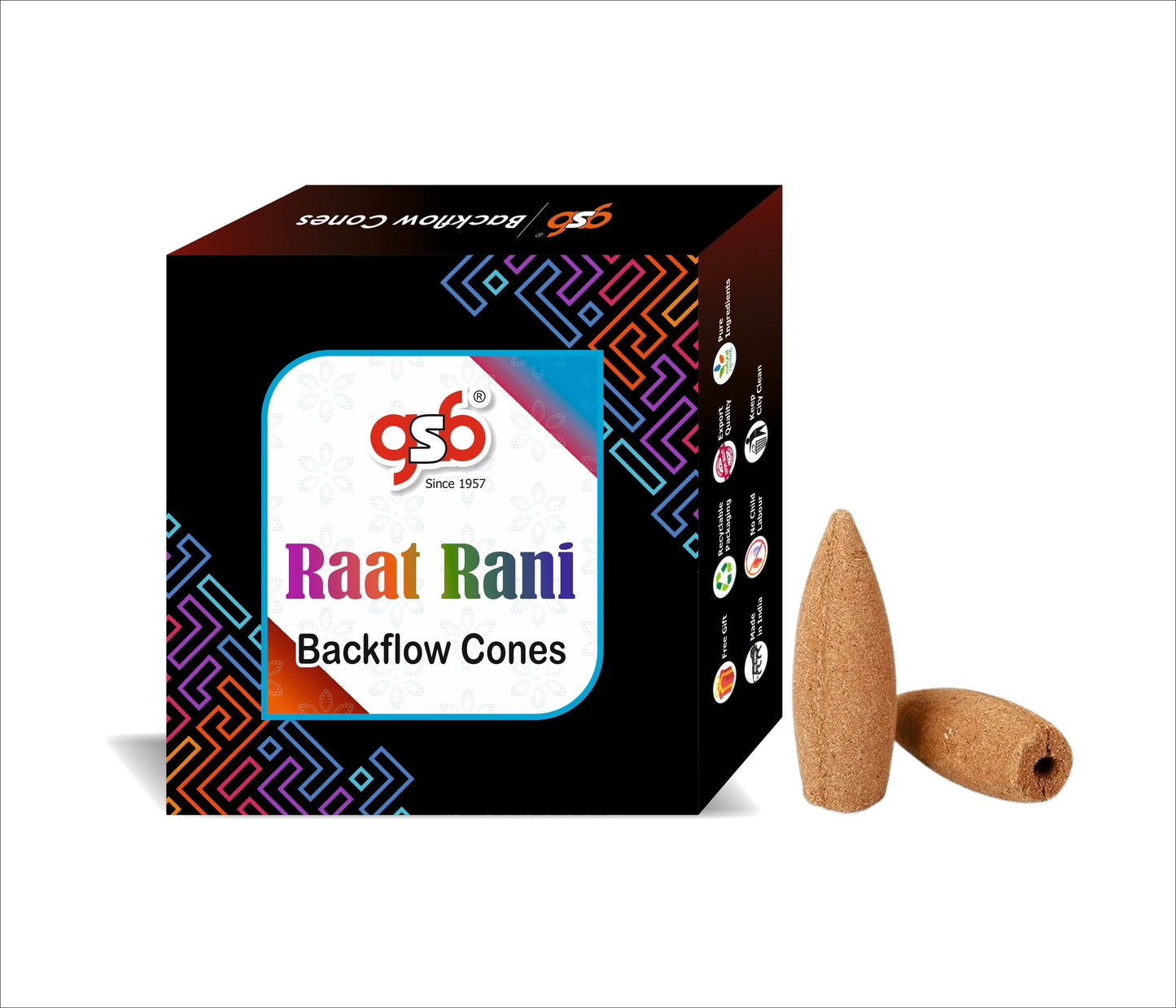 GSB Raat Rani Premium Backflow Cones | Best For Smoke Fountain | Backflow Cone | No Charcoal | No Bamboo