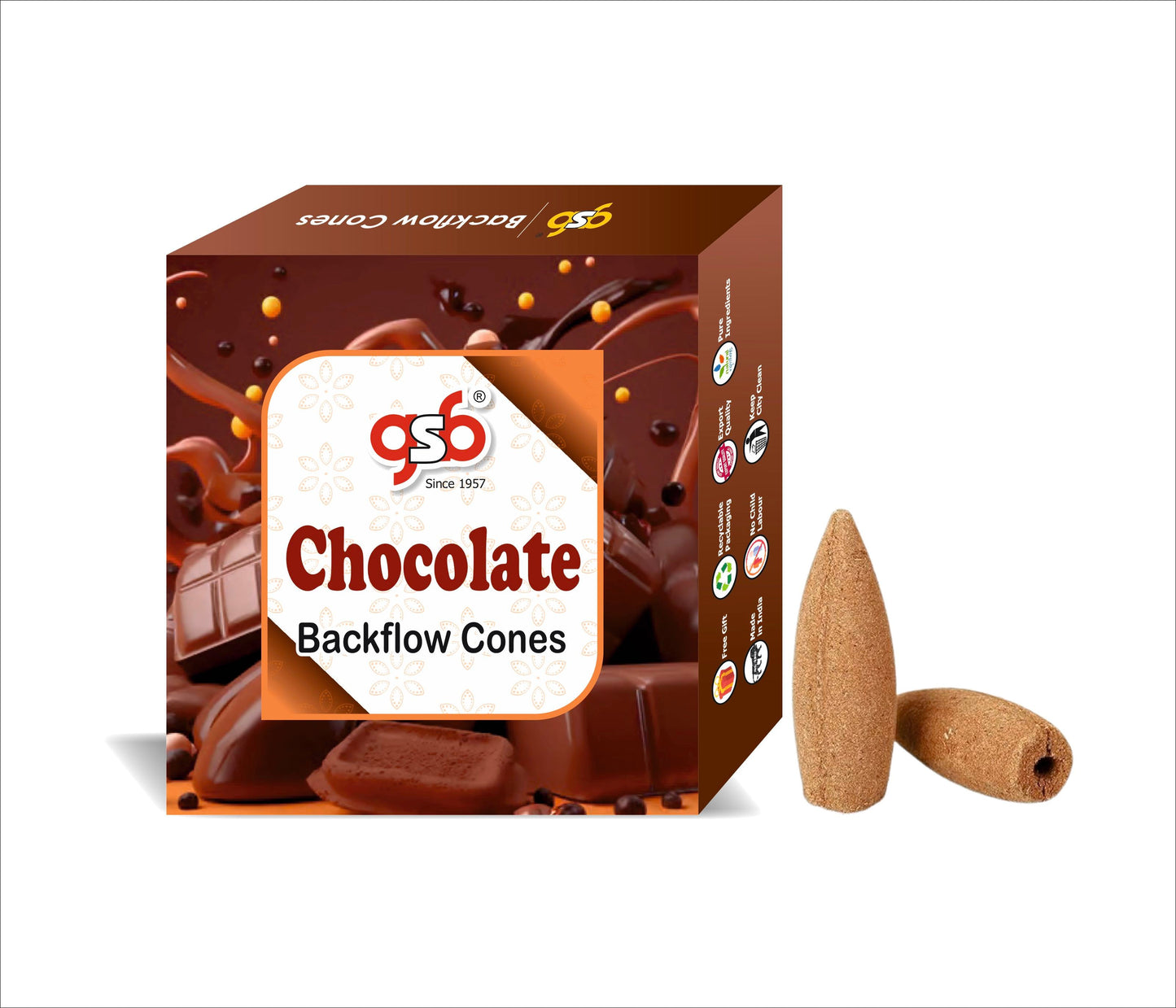 GSB Chocolate Premium Backflow Cones | Best For Smoke Fountain | Backflow Cone | No Charcoal | No Bamboo