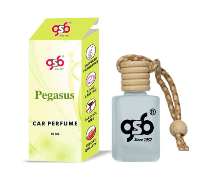 GSB Pegasus Hanging Car Air Freshener Inspired From PDM Pegasus | Natural Fragrance In Glass Bottle With Wooden Diffuser Lid | 10 Ml
