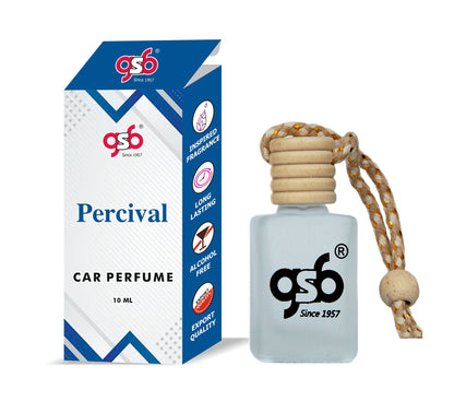 GSB Percival Hanging Car Air Freshener Inspired From PDM Percival | Natural Fragrance In Glass Bottle With Wooden Diffuser Lid | 10 Ml