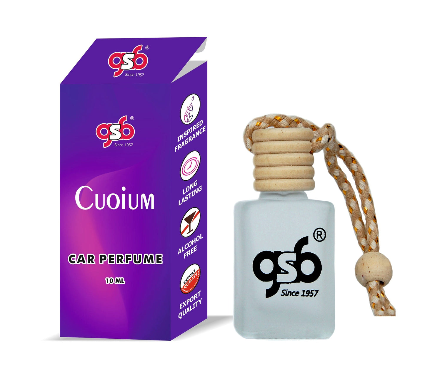 GSB Cuoium Hanging Car Air Freshener Inspired From Otro Pasiri Cuoium | Natural Fragrance In Glass Bottle With Wooden Diffuser Lid | 10 Ml