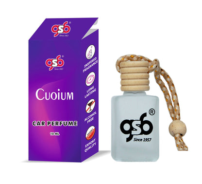 GSB Cuoium Hanging Car Air Freshener Inspired From Otro Pasiri Cuoium | Natural Fragrance In Glass Bottle With Wooden Diffuser Lid | 10 Ml