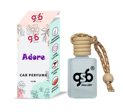 GSB Adore Hanging Car Air Freshener Inspired From Doir Adore | Natural Fragrance In Glass Bottle With Wooden Diffuser Lid | 10 Ml