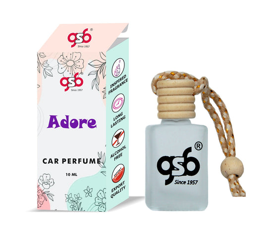 GSB Adore Hanging Car Air Freshener Inspired From Doir Adore | Natural Fragrance In Glass Bottle With Wooden Diffuser Lid | 10 Ml