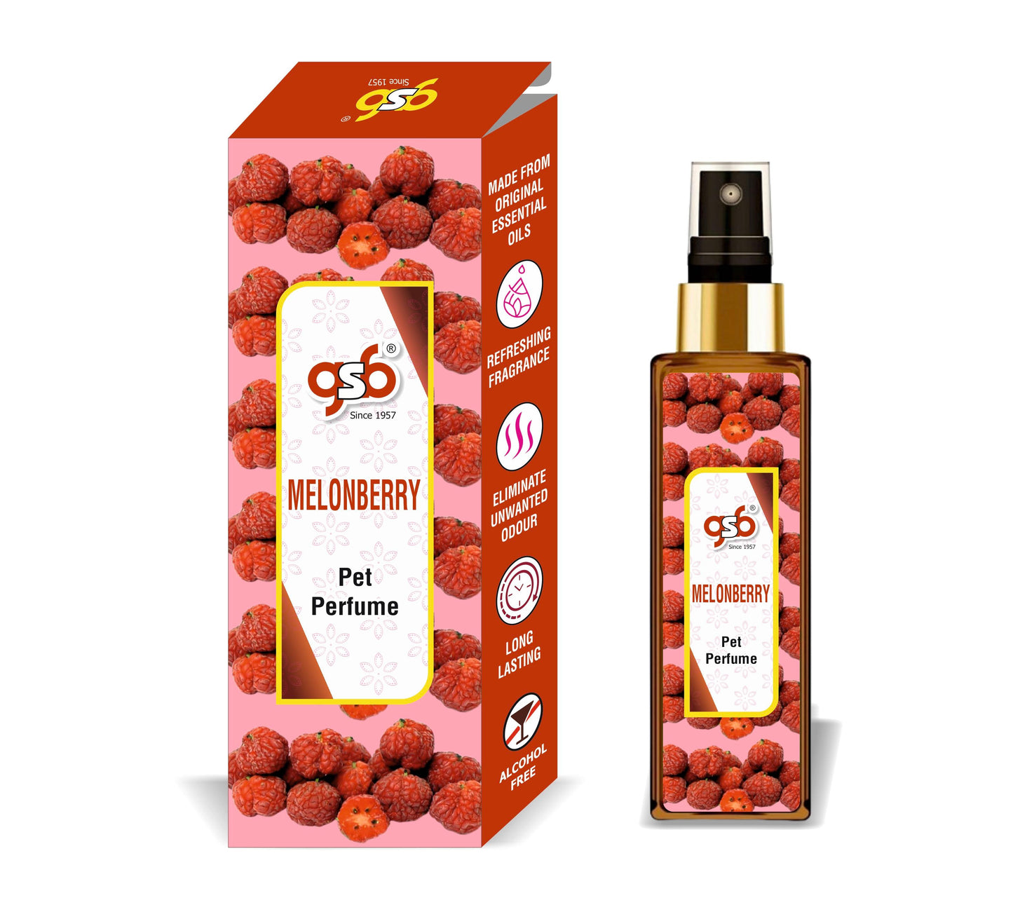 GSB Melonberry Pet Perfume | Alcohol Free | Smell Remover | Keeps Coat Smelling Fresh | Long Lasting | Dog & Cat Cologne | For All Breeds