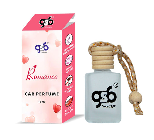 Gsb Romance Hanging Car Air Freshener Inspired From Rlaph Lauern Romance | Natural Fragrance In Glass Bottle With Wooden Diffuser Lid | 10 Ml