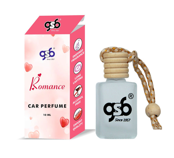 Gsb Romance Hanging Car Air Freshener Inspired From Rlaph Lauern Romance | Natural Fragrance In Glass Bottle With Wooden Diffuser Lid | 10 Ml
