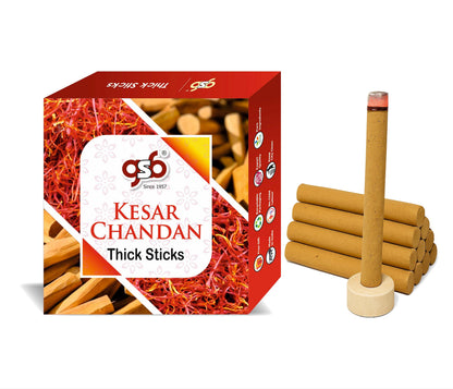 GSB Kesar Chandan Premium Thick Dhoop Sticks with Stand Holder in Box | Dhoop Batti | No Charcoal | No Bamboo