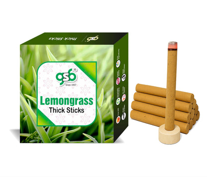 GSB Lemongrass Premium Thick Dhoop Sticks with Stand Holder in Box | Dhoop Batti | No Charcoal | No Bamboo