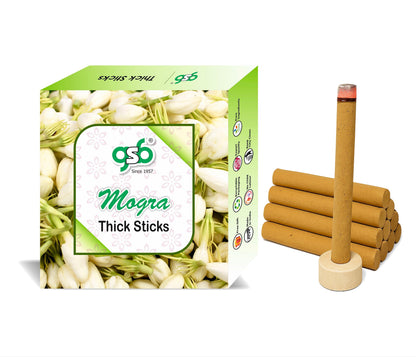 GSB Mogra Premium Thick Dhoop Sticks with Stand Holder in Box | Dhoop Batti | No Charcoal | No Bamboo
