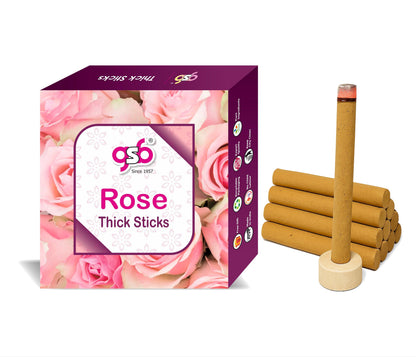 GSB Rose Premium Thick Dhoop Sticks with Stand Holder in Box | Dhoop Batti | No Charcoal | No Bamboo