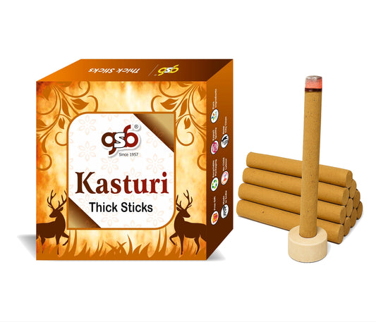 GSB Kasturi Premium Thick Dhoop Sticks with Stand Holder in Box | Dhoop Batti | No Charcoal | No Bamboo