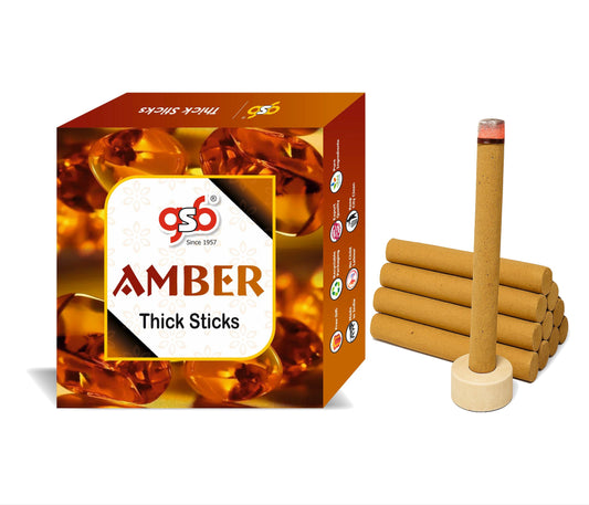 GSB Amber Premium Thick Dhoop Sticks with Stand Holder in Box | Dhoop Batti | No Charcoal | No Bamboo