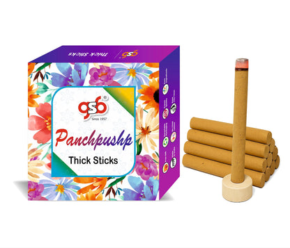GSB Panchpushp Premium Thick Dhoop Sticks with Stand Holder in Box | Dhoop Batti | No Charcoal | No Bamboo