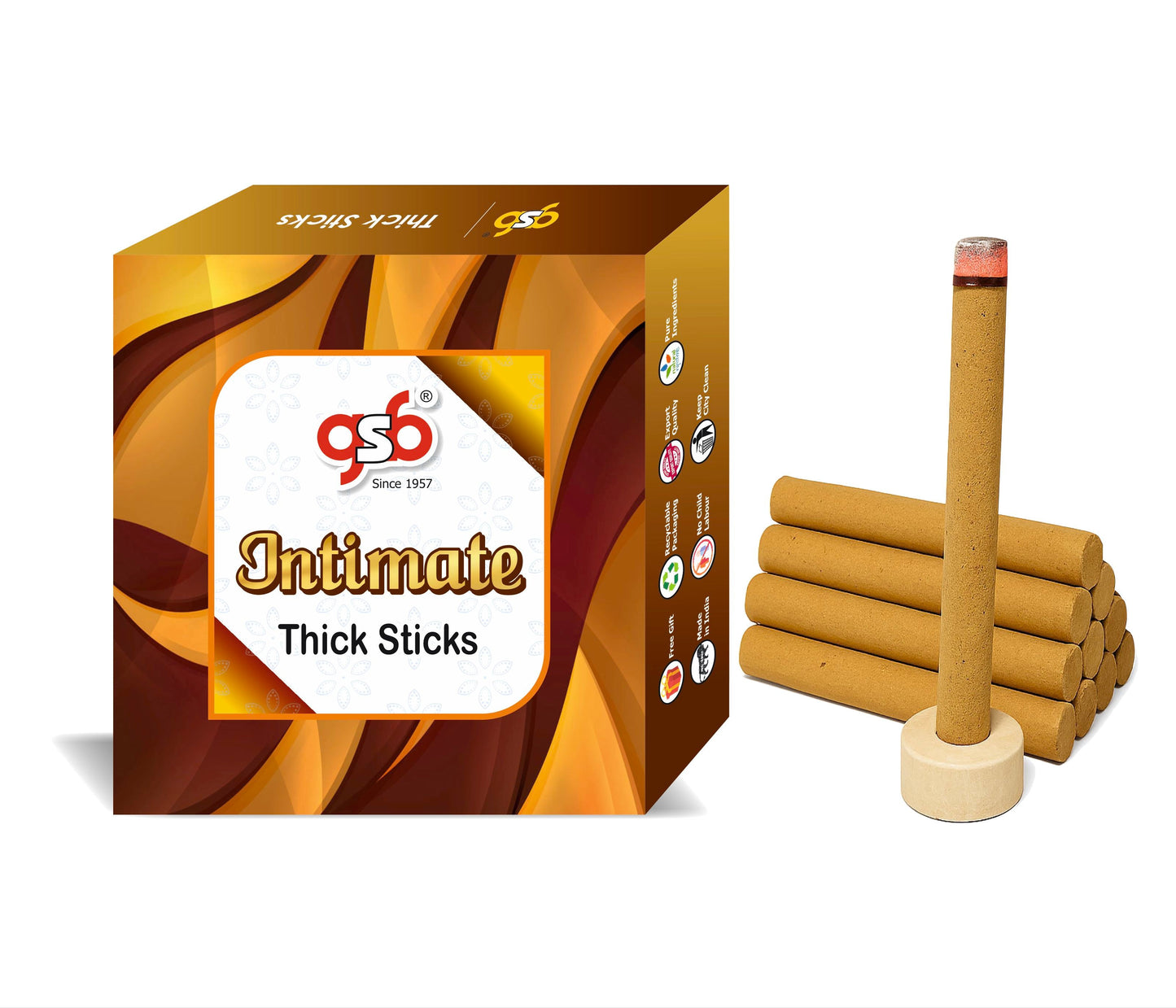 GSB Intimate Premium Thick Dhoop Sticks with Stand Holder in Box | Dhoop Batti | No Charcoal | No Bamboo
