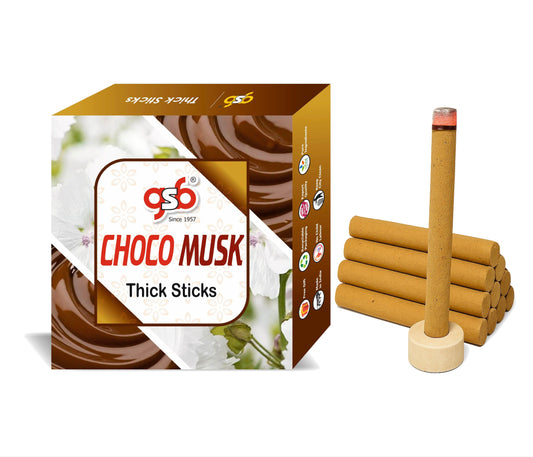 GSB Choco Musk Premium Thick Dhoop Sticks with Stand Holder in Box | Dhoop Batti | No Charcoal | No Bamboo