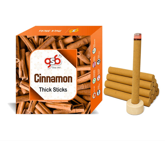 GSB Cinnamon Premium Thick Dhoop Sticks with Stand Holder in Box | Dhoop Batti | No Charcoal | No Bamboo