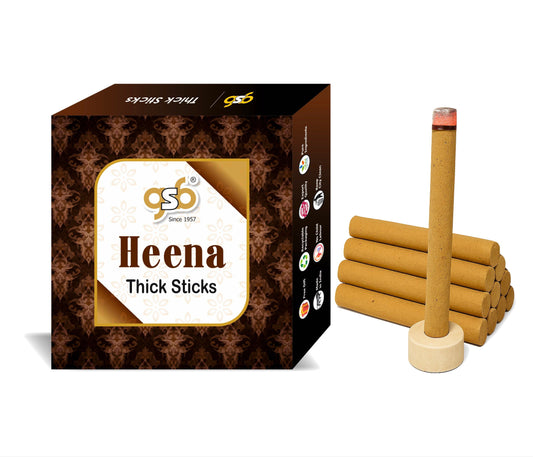 GSB Heena Premium Thick Dhoop Sticks with Stand Holder in Box | Dhoop Batti | No Charcoal | No Bamboo