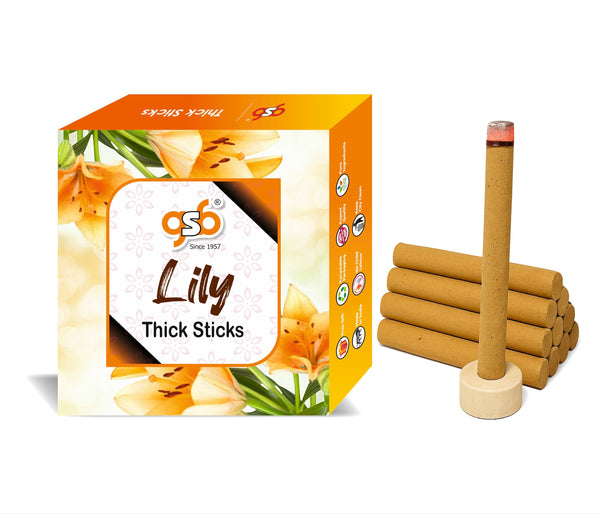 GSB Lily Premium Thick Dhoop Sticks with Stand Holder in Box | Dhoop Batti | No Charcoal | No Bamboo