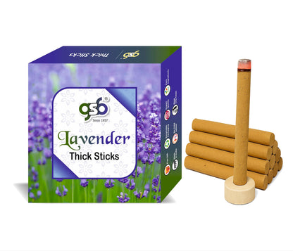 GSB Lavender Premium Thick Dhoop Sticks with Stand Holder in Box | Dhoop Batti | No Charcoal | No Bamboo