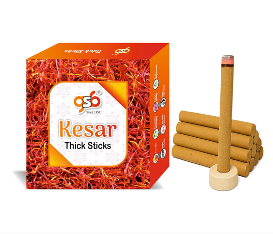 GSB Kesar Premium Thick Dhoop Sticks with Stand Holder in Box | Dhoop Batti | No Charcoal | No Bamboo