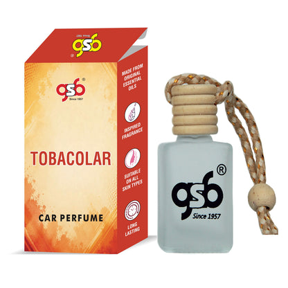 GSB Tobacolar Hanging Car Air Freshener Inspired From Doir Tobacolar | Natural Fragrance In Glass Bottle With Wooden Diffuser Lid | 10 Ml