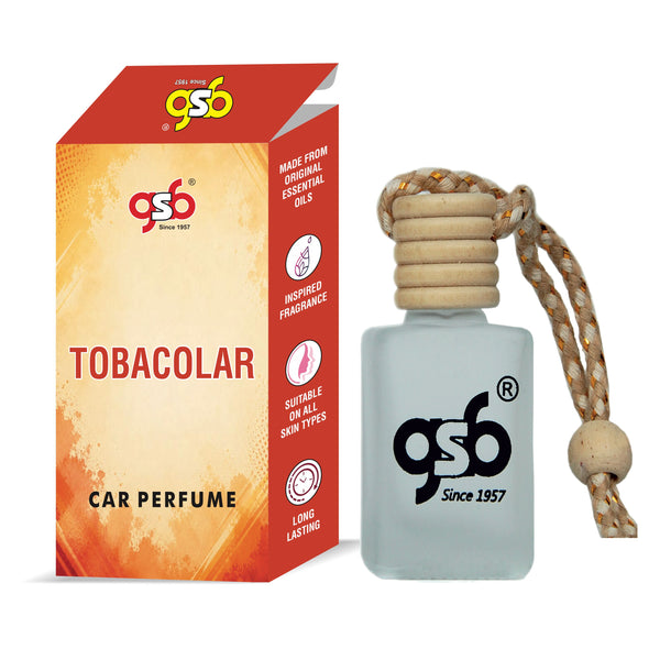 GSB Tobacolar Hanging Car Air Freshener Inspired From Doir Tobacolar | Natural Fragrance In Glass Bottle With Wooden Diffuser Lid | 10 Ml
