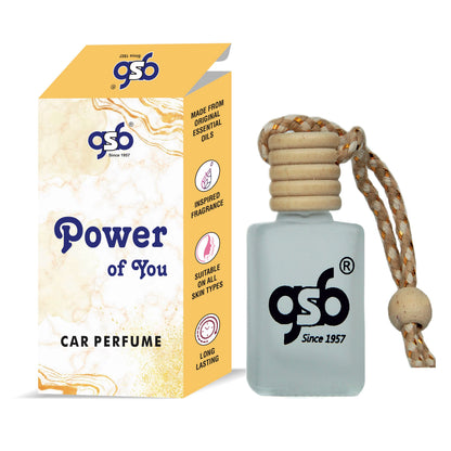 GSB Power Of You Hanging Car Air Freshener Inspired From Axmani Power Of You | Natural Fragrance In Glass Bottle With Wooden Diffuser Lid | 10 Ml