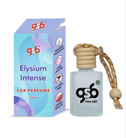 GSB Elysium Intense Hanging Car Air Freshener Inspired From Roza Elysium | Natural Fragrance In Glass Bottle With Wooden Diffuser Lid | 10 Ml