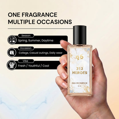GSB 212 Heroes Eau De Parfum Inspired From Craolina Hrrera 212 Heroes | Clone Fragrance | Designer EDP Spray For Men & Women | Long Lasting