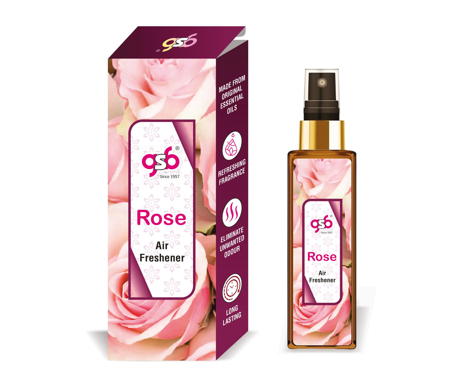 GSB Rose Essential Oil Air Freshener For Fragrance at Home and Office | For Relieve Stress, Anxiety & Depression | Natural Essential Oil Room Spray | Long-lasting fragrance