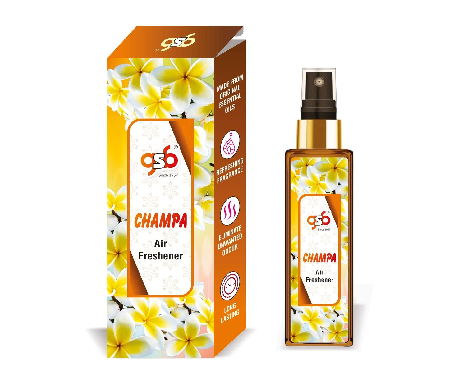 GSB Champa Air Freshener For Fragrance at Home and Office | For Relieve Stress, Anxiety & Depression | Natural Room Spray | Long-lasting fragrance